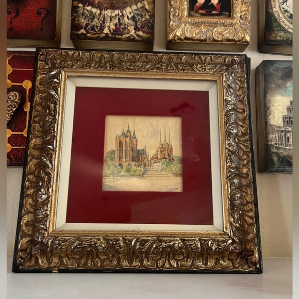 Painting Of Erfurt Cathedral H. Fischer
